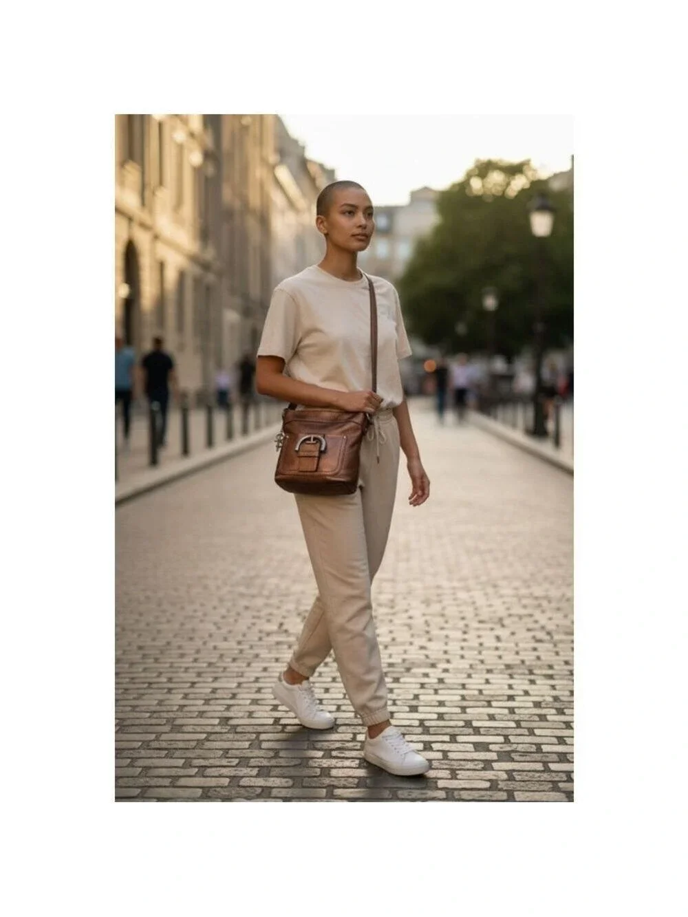 B. Makowsky Metallic Bronze Genuine Leather Crossbody Bag – Silver Hardware